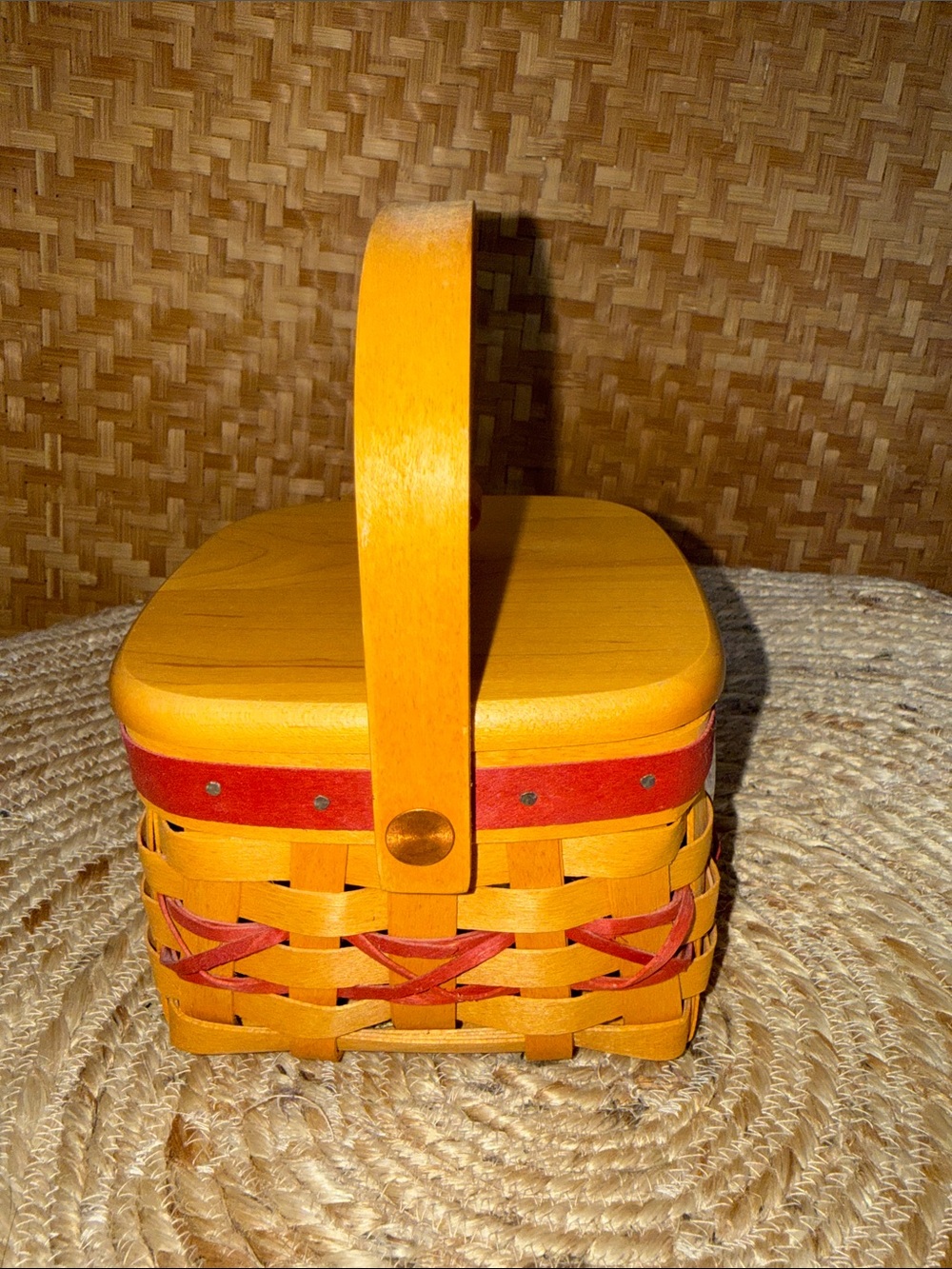 Longaberger 2000 Let It Snow Tree Trimming Basket w Lid Tie-On - Picture 2 of 13
